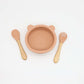 Baby Bear Shape Food Training Silicone Bowl With Spoon Tableware by MyKids-USA™