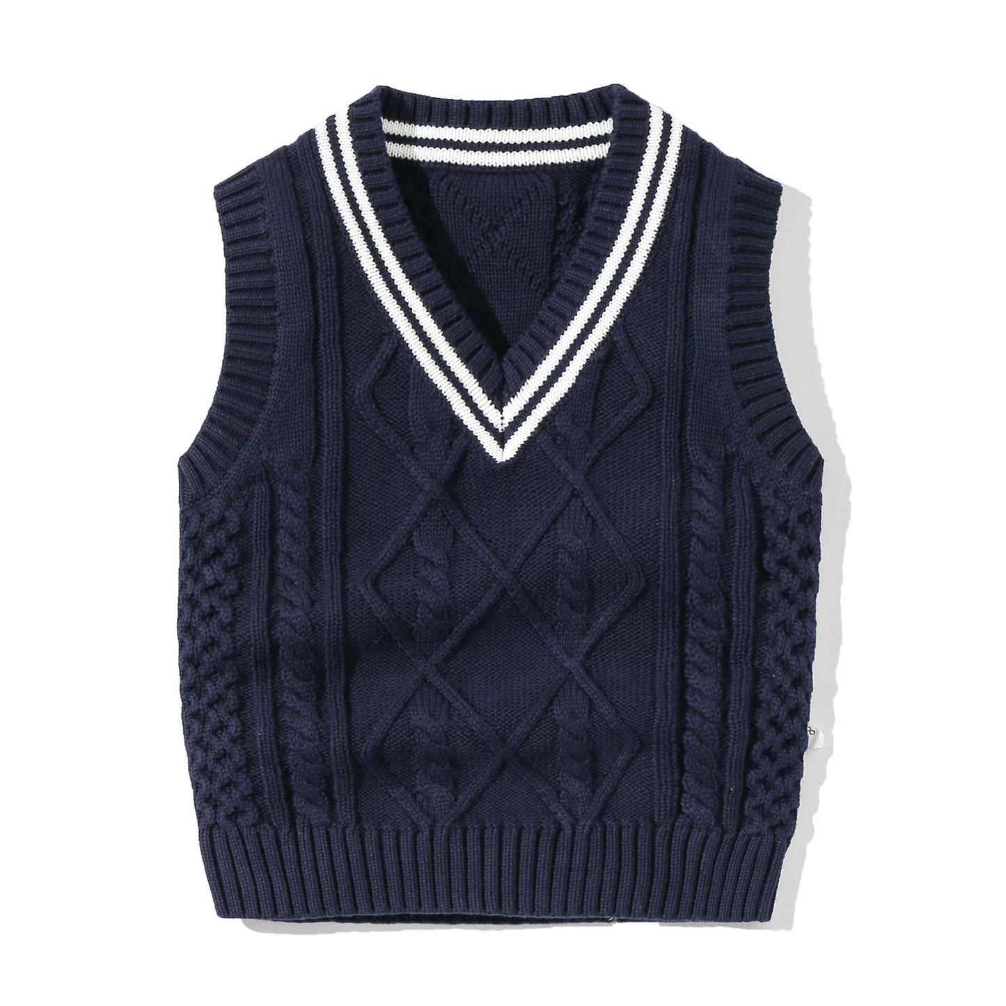 Baby Crochet Knitting Pattern Striped V-Neck Design College Style Sleeveless Vest Sweater by MyKids-USA™