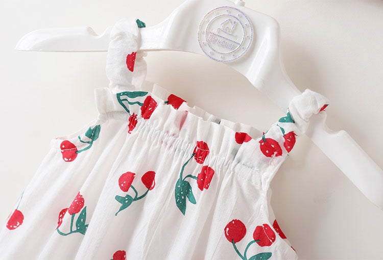 Baby Girls Floral Pattern Sleeveless Summer Rompers With Hat In Summer by MyKids-USA™