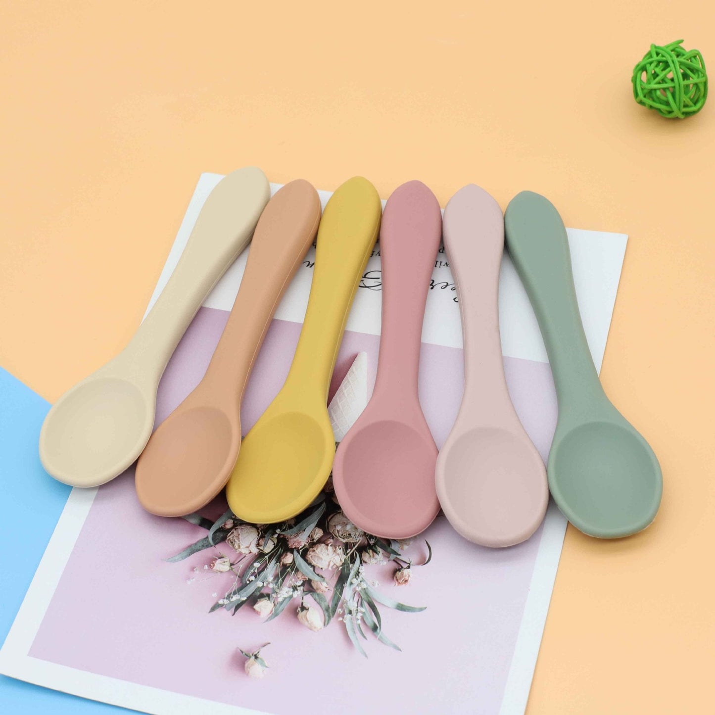 Baby Food Grade Complementary Food Training Silicone Spoon Fork Sets by MyKids-USA™