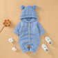 Baby 1pcs Cable Knitted Graphic Button Front Design Rompers With Hairball Patched Hat by MyKids-USA™