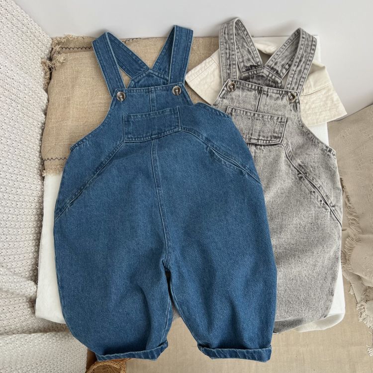 Baby Unisex Washed Denim Fabric Loose Overall by MyKids-USA™