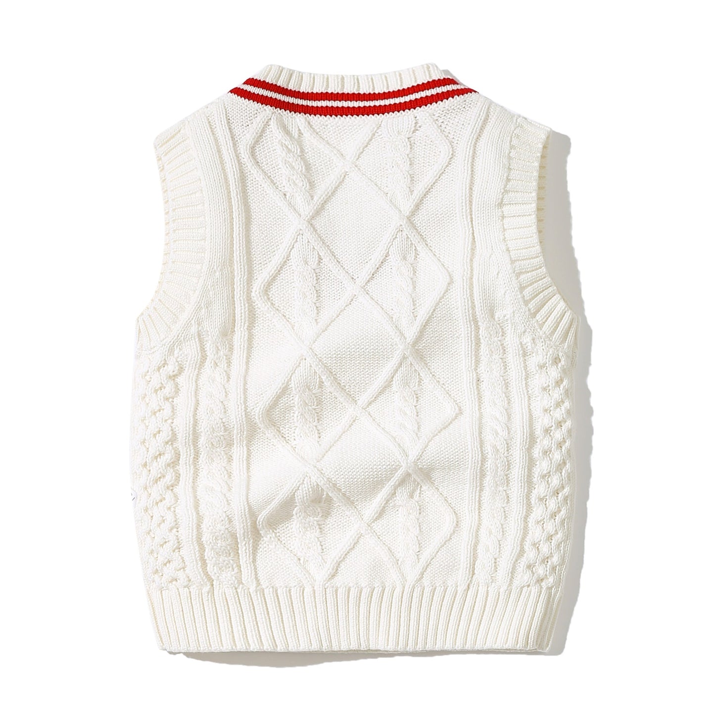 Baby Crochet Knitting Pattern Striped V-Neck Design College Style Sleeveless Vest Sweater by MyKids-USA™