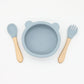 Baby Bear Shape Food Training Silicone Bowl With Spoon Tableware by MyKids-USA™
