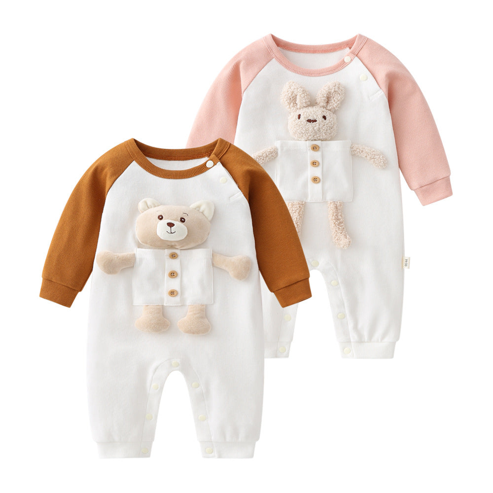 Baby 3D Cartoon Animal Patchwork Design Color Matching Long-Sleeved Rompers by MyKids-USA™