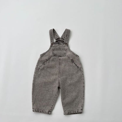 Baby Unisex Washed Denim Fabric Loose Overall by MyKids-USA™