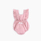 Baby Girl Square Collar Lace Design Denim Fabric Sleeveless Backless Onesies With Bow Decoration by MyKids-USA™