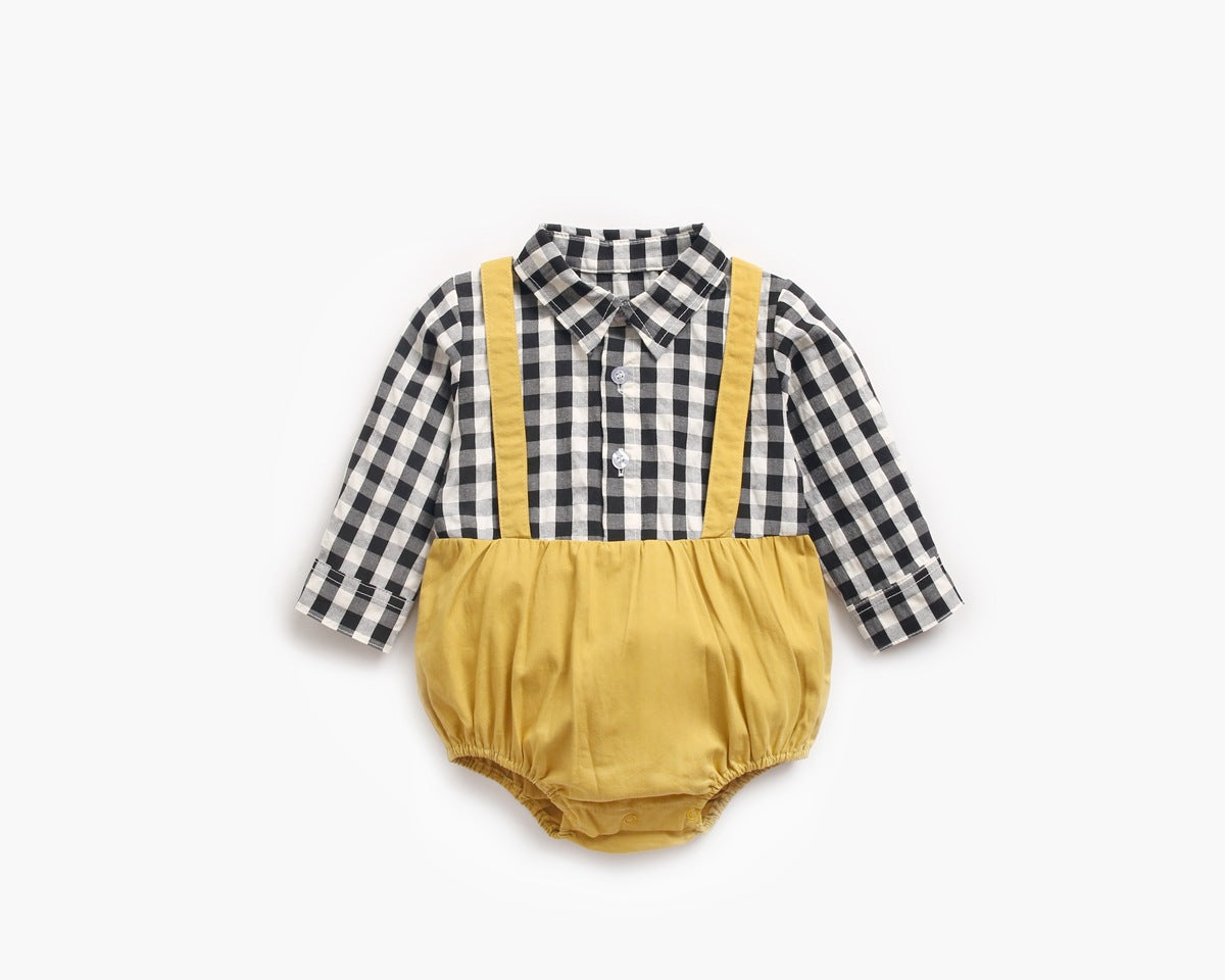 Baby Boy 1pcs Plaid Pattern False 1 Pieces Design Lapel Bodysuit Onesies by MyKids-USA™