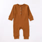 Baby Boy And Girl Solid Color Quarter Button Design Jumpsuit by MyKids-USA™