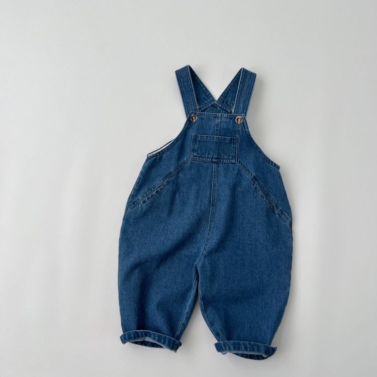 Baby Unisex Washed Denim Fabric Loose Overall by MyKids-USA™