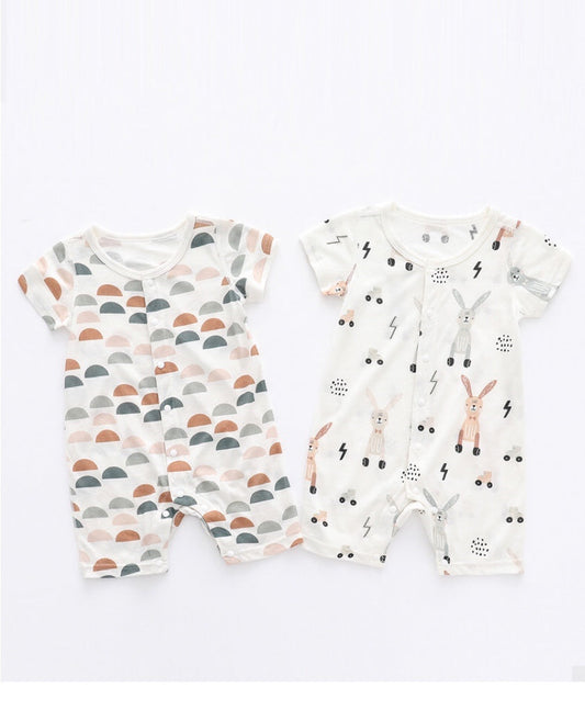 Baby 1pcs Rabbit Graphic Single Breasted Design Simply Jumpsuit Pajamas by MyKids-USA™