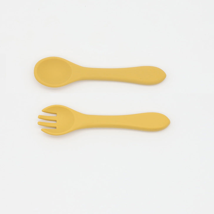 Baby Food Grade Complementary Food Training Silicone Spoon Fork Sets by MyKids-USA™