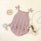 Baby Girl 1pcs Solid Color Ruffle Hem Belted Sling Design Ribbed Onesies by MyKids-USA™