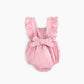 Baby Girl Square Collar Lace Design Denim Fabric Sleeveless Backless Onesies With Bow Decoration by MyKids-USA™