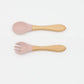 Baby Food Grade Wooden Handles Silicone Spoon Fork Cutlery by MyKids-USA™