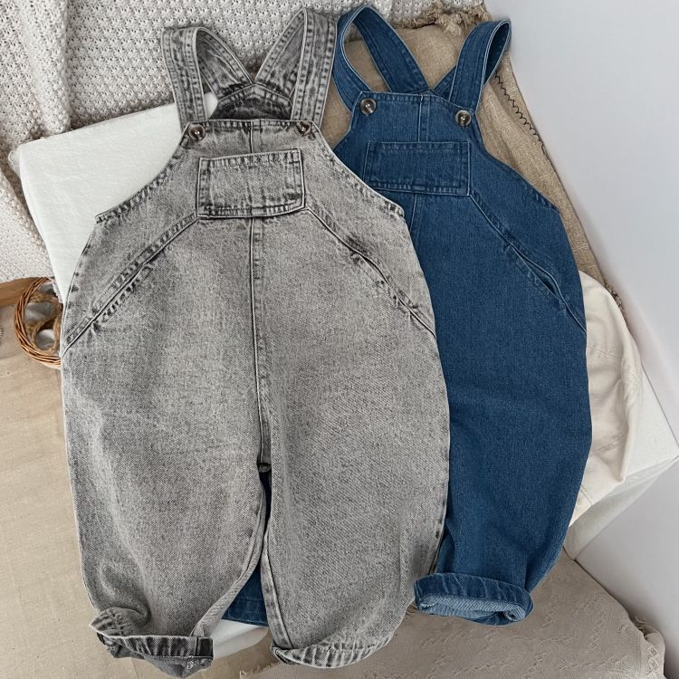 Baby Unisex Washed Denim Fabric Loose Overall by MyKids-USA™