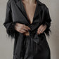 Silky Pajama Suit with Feathers in Black by Angie's Showroom