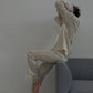 Silky Pajama Suit with Feathers in Ivory by Angie's Showroom