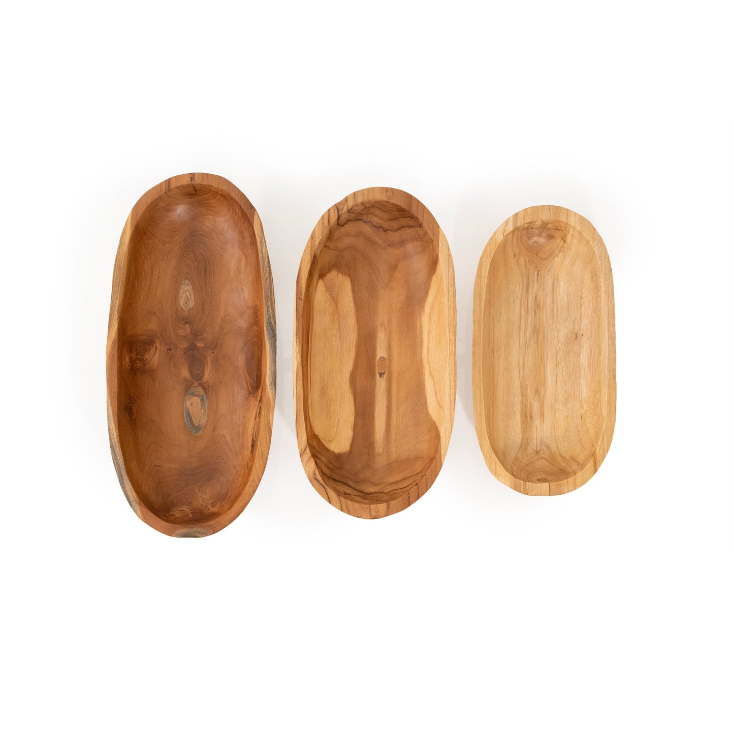 Teak Wood Oval Bowls Set of 3 by Andaluca Home