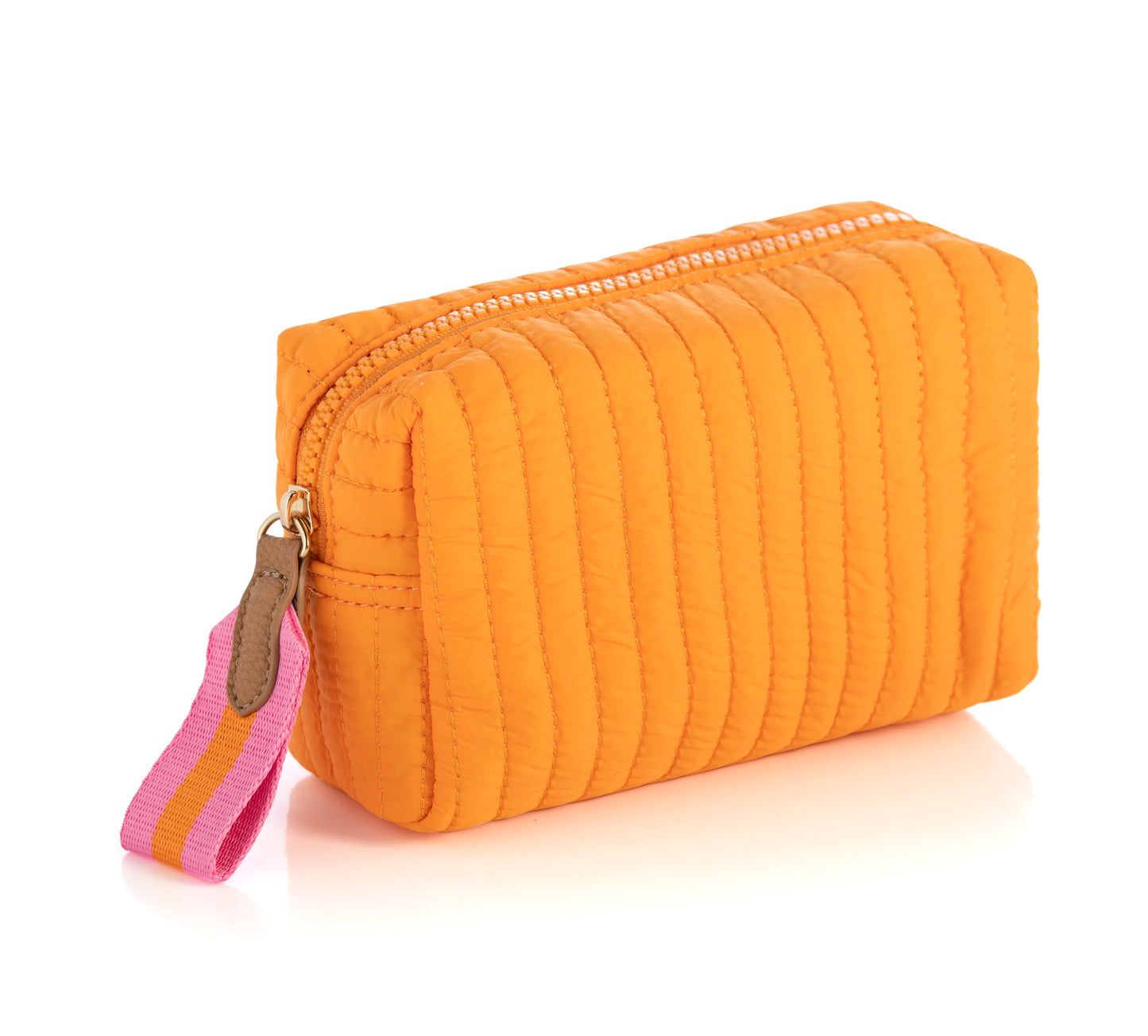 Shiraleah Ezra Quilted Nylon Small Boxy Cosmetic Pouch, Orange by Shiraleah