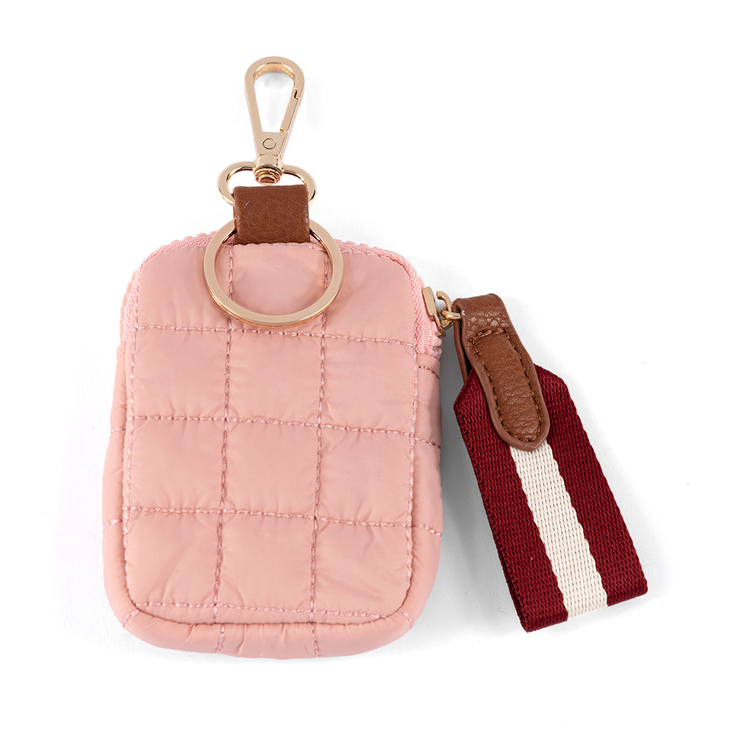 Shiraleah Ezra Quilted Nylon Clip-On Pouch, Blush by Shiraleah