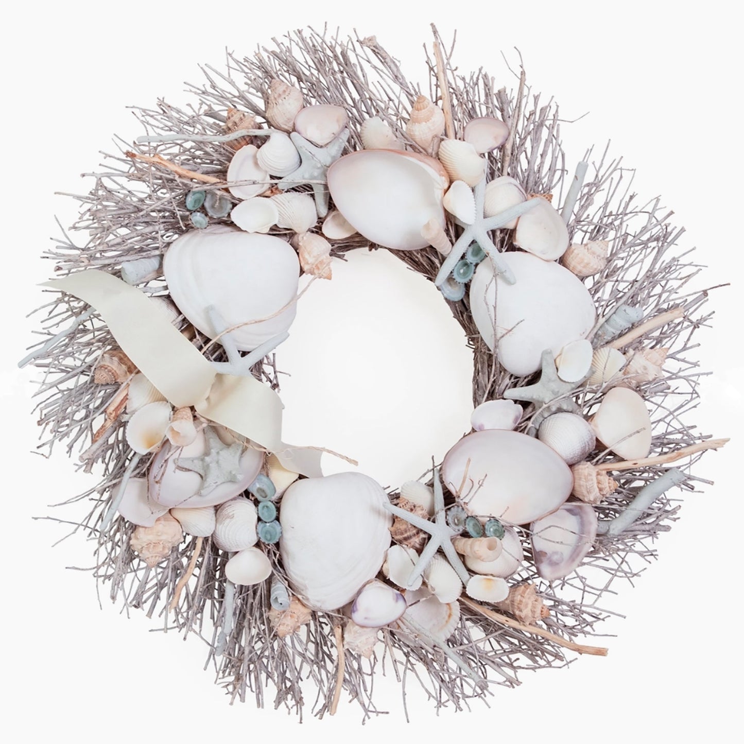 19" White & Light Blue Seashell Wreath by Andaluca Home