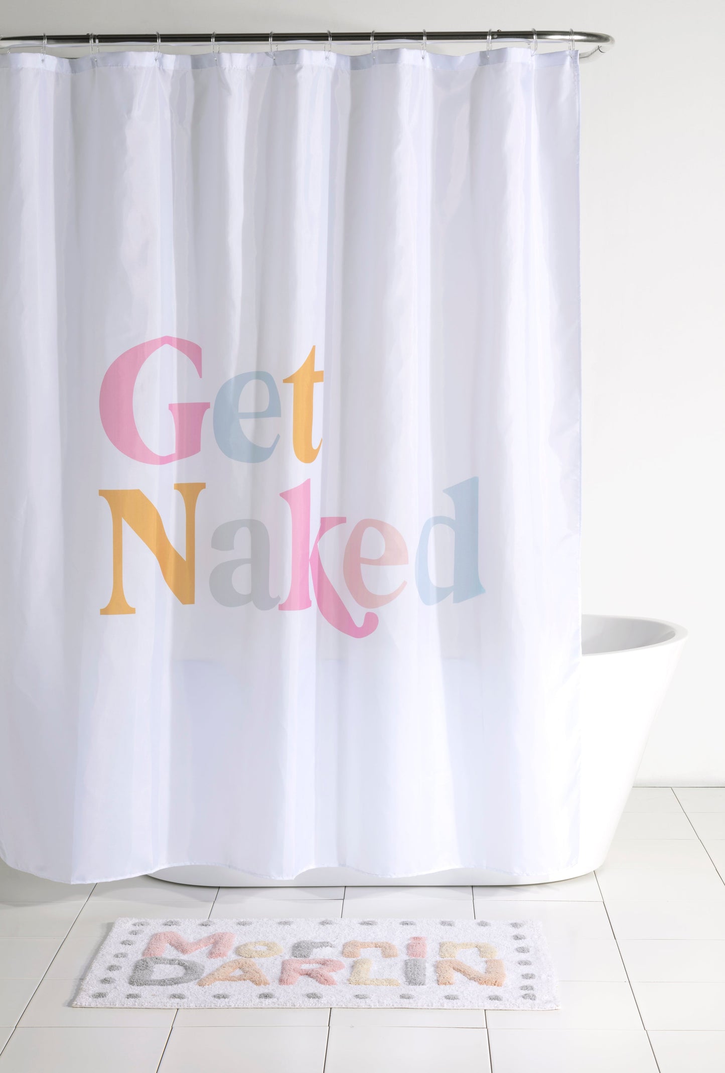 Shiraleah "Get Naked" Shower Curtain, White by Shiraleah