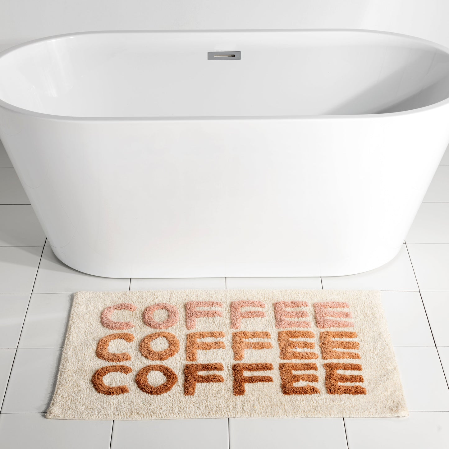 Shiraleah "Coffee Coffee Coffee" Bath Mat, Ivory by Shiraleah