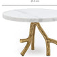 Marble Footed Pedestal Cake Stand with an Accented Gold Design by Gute by Gute Decor