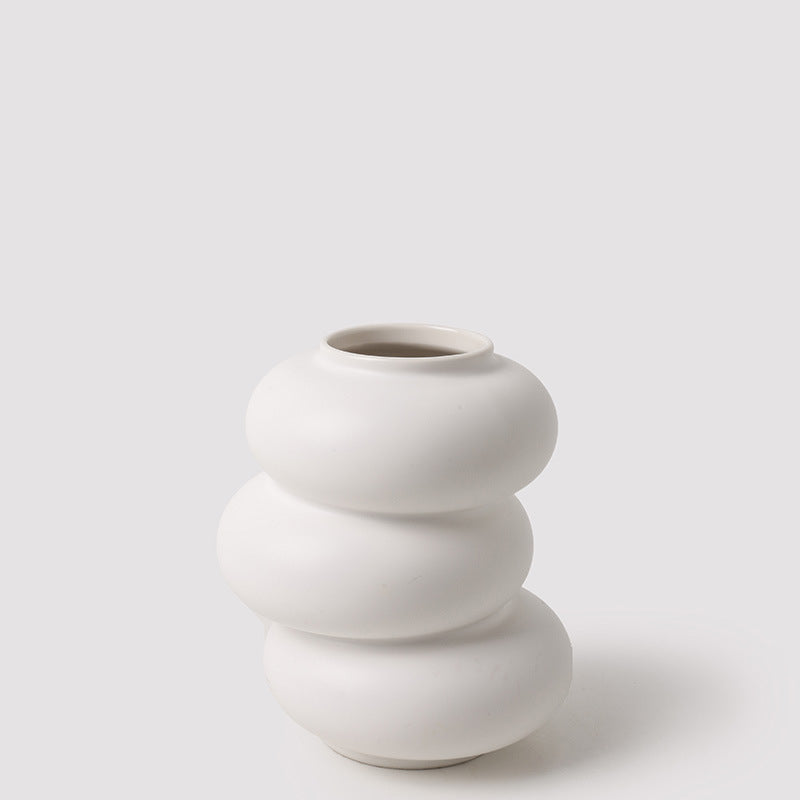 Ceramic Simple White Vase Nordic Home Decoration by Blak Hom