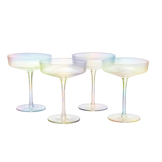 Iridescent Ribbed Champagne Colored Cocktail Glasses - by The Wine Savant