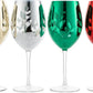 Etched Multicolor Christmas Stemmed Wine Glasses (Set of 4) -  by The Wine Savant