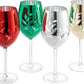 Etched Multicolor Christmas Stemmed Wine Glasses (Set of 4) -  by The Wine Savant