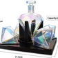 Iridescent Diamond Decanter 750ml w/ 4 Diamond Glasses & Wooden Holder - by The Wine Savant
