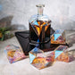 Iridescent Diamond Decanter 750ml w/ 4 Diamond Glasses & Wooden Holder - by The Wine Savant
