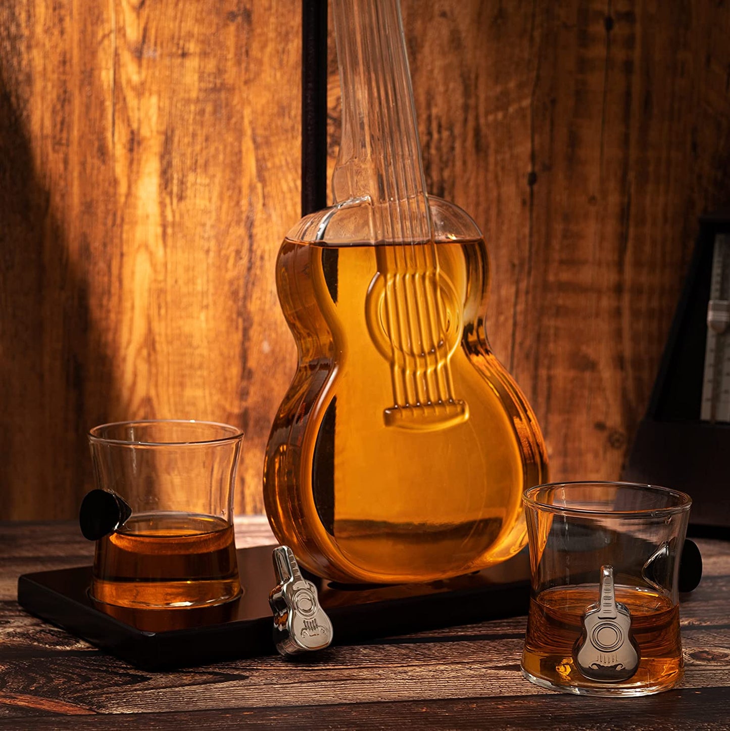 Guitar Decanter, Mahogany Base 1000 ML - by The Wine Savant