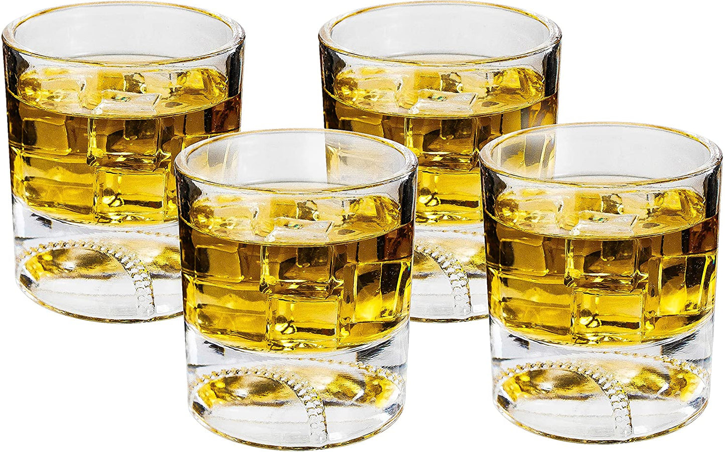 Baseball Whiskey Glasses Set of 4 - 12oz by The Wine Savant