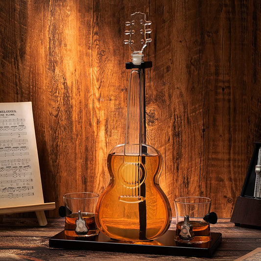 Guitar Decanter, Mahogany Base 1000 ML - by The Wine Savant