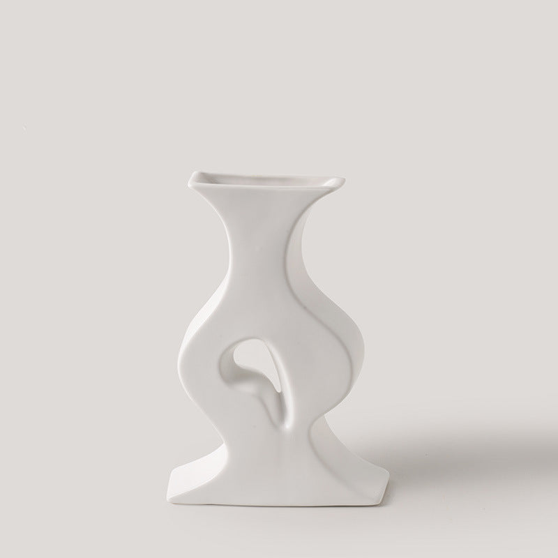 Ceramic Simple White Vase Nordic Home Decoration by Blak Hom