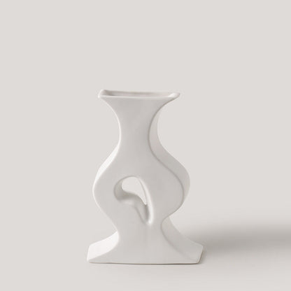 Ceramic Simple White Vase Nordic Home Decoration by Blak Hom