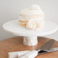 White Marble Cake Stand with Mother of Pearl Inlay by Anaya