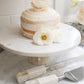 White Marble Cake Stand with Mother of Pearl Inlay by Anaya