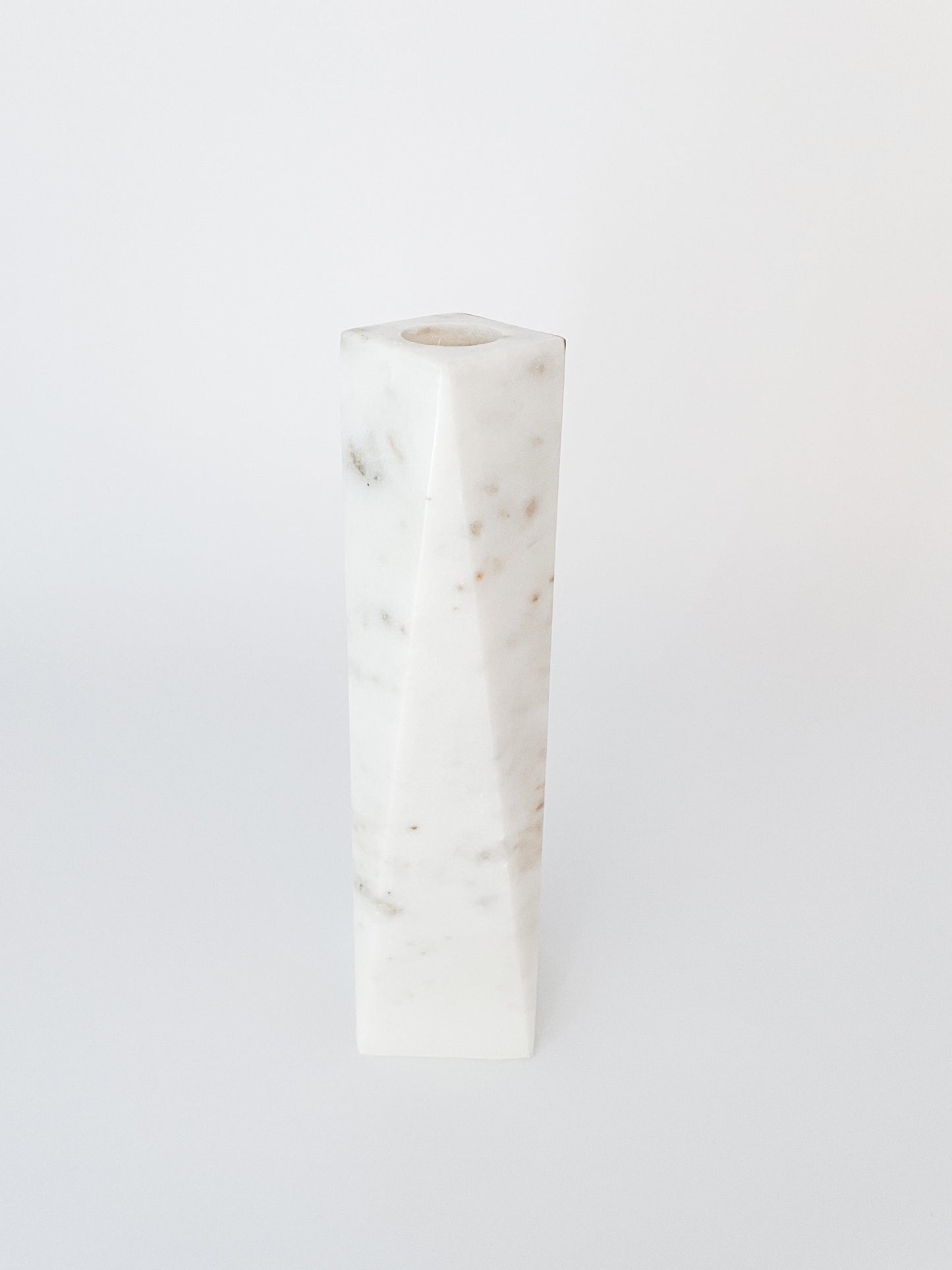 White Marble Mother of Pearl Candle Holders by Anaya