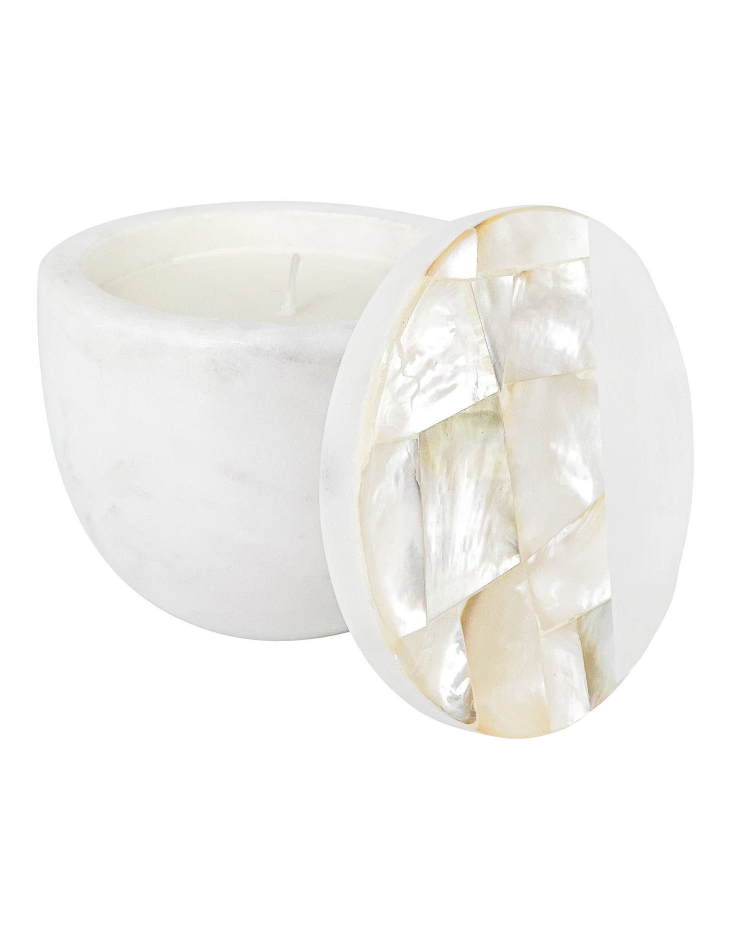 White Mother of Pearl Lemongrass Candle by Anaya