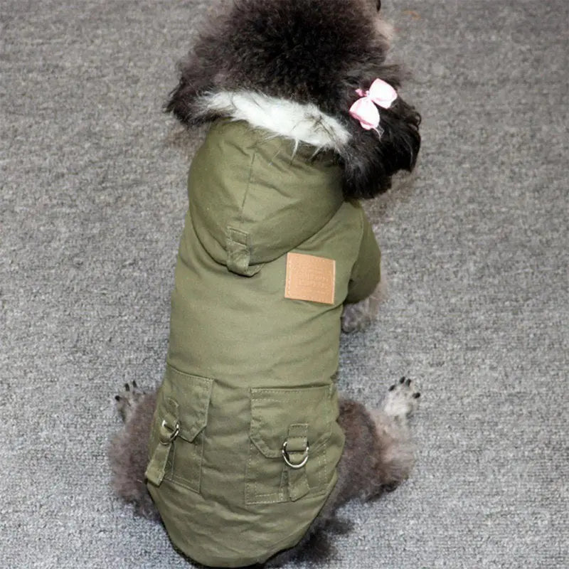 Dog Jacket w/ Fur-Trim Hood - Dog & Cat Apparel by GROOMY