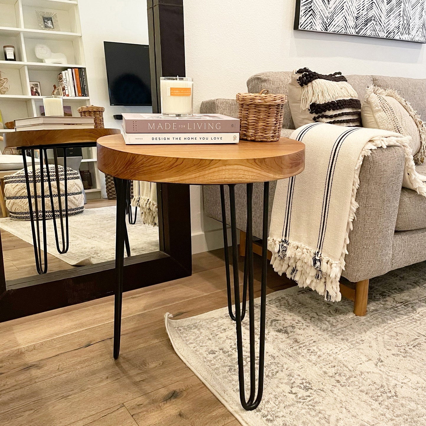 Indonesian Teak Wood Round Slab Accent Table by Andaluca Home