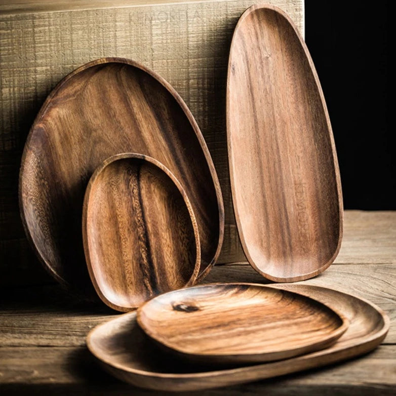 Natural Wood Oval Tray by Faz