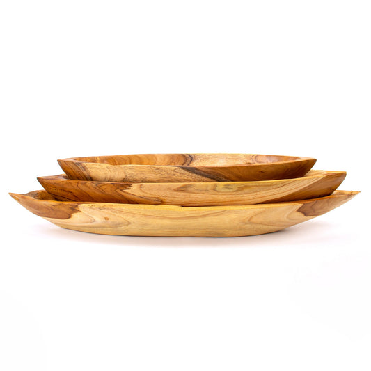 Teak Wood Canoes Set of 3 by Andaluca Home