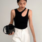 Double Strap Ribbed Top by White Market