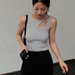 Double Strap Ribbed Top by White Market